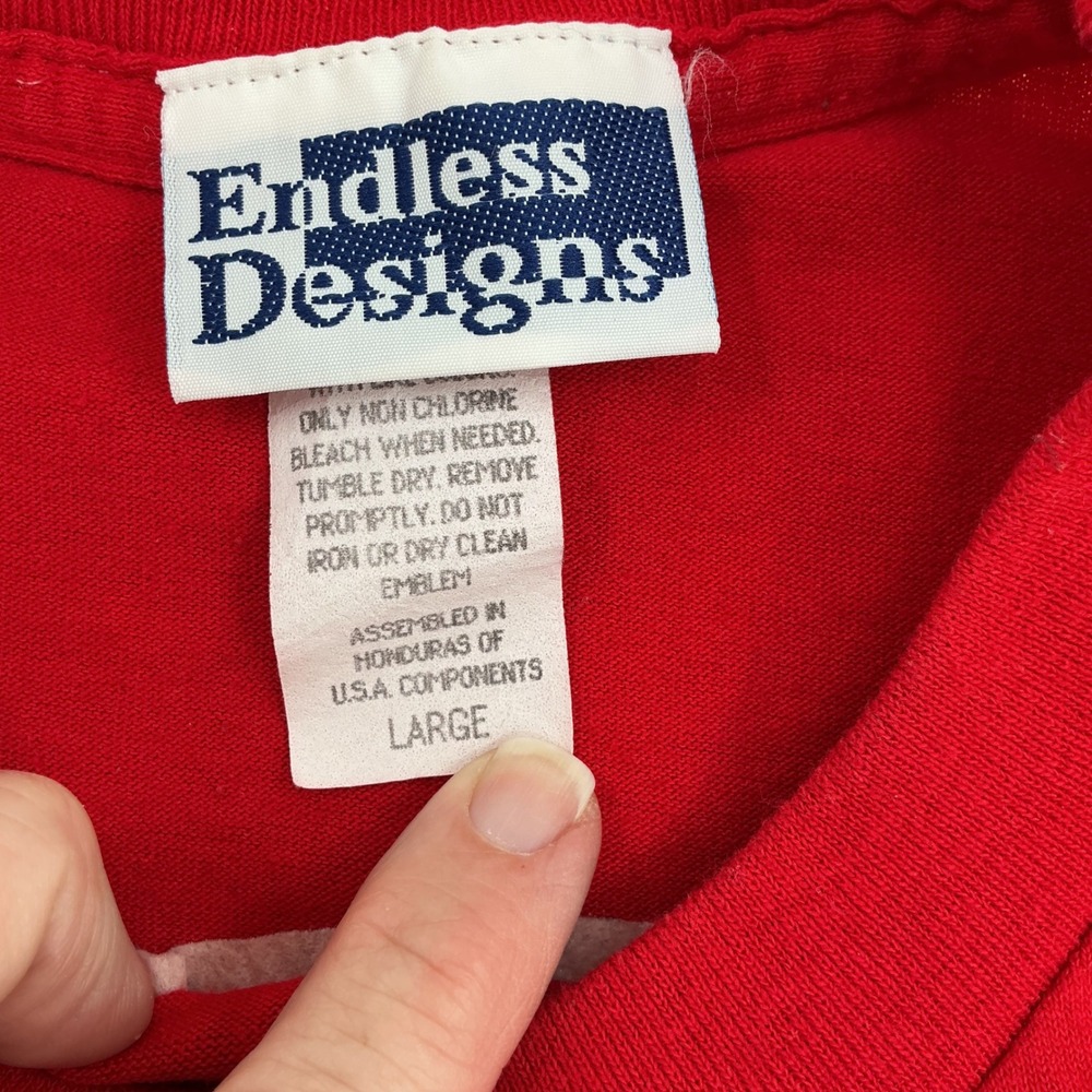 Endless Designs T-Shirt Womens L Red Embroidered Cat Floral 90s Cottagecore Tee - Picture 3 of 7